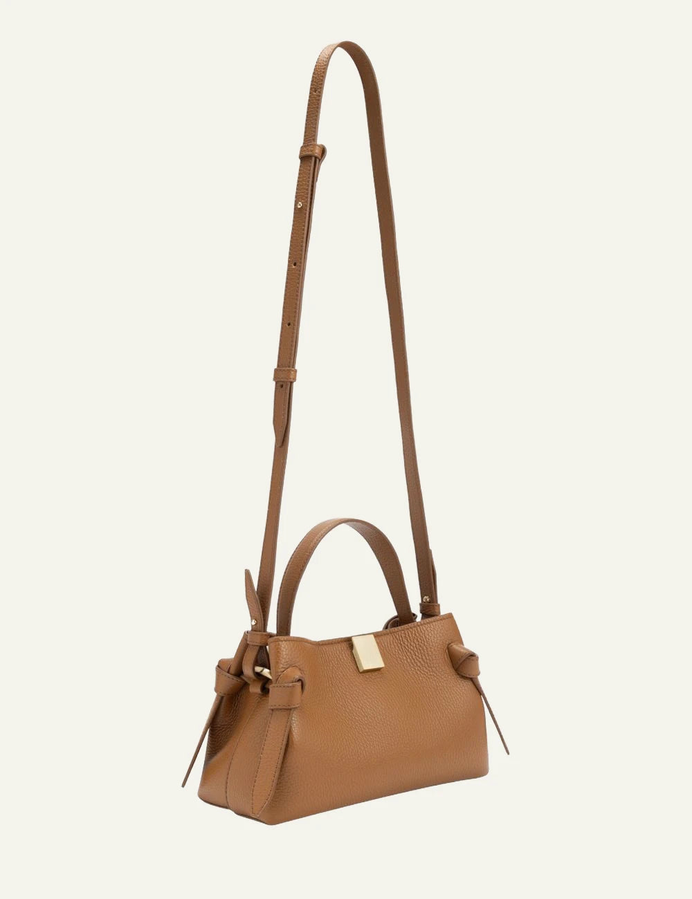 Yuzefi Gyoza Mini pebble leather bag hazel side view with strap