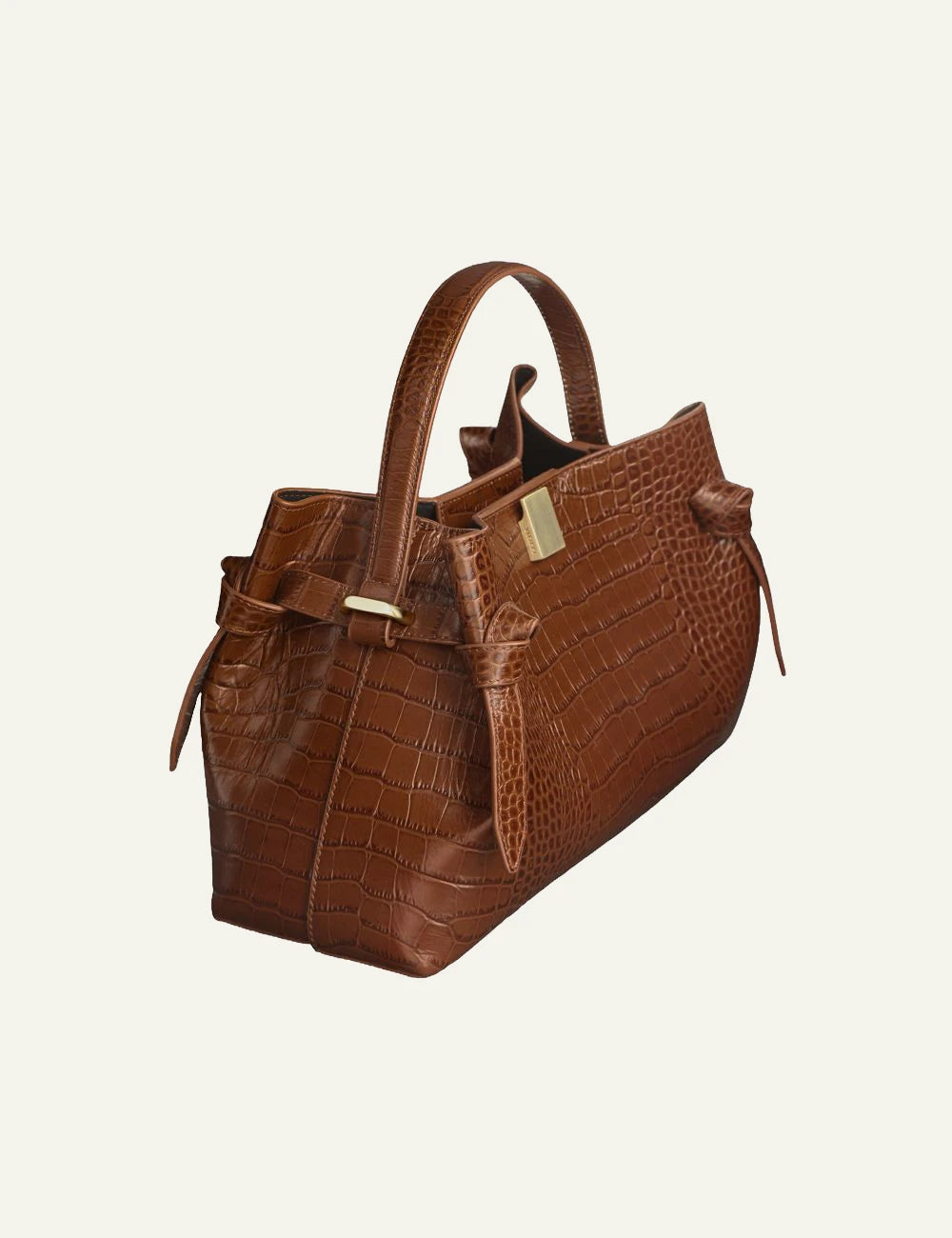 Yuzefi Gyoza sierra embossed leather top handle bag side