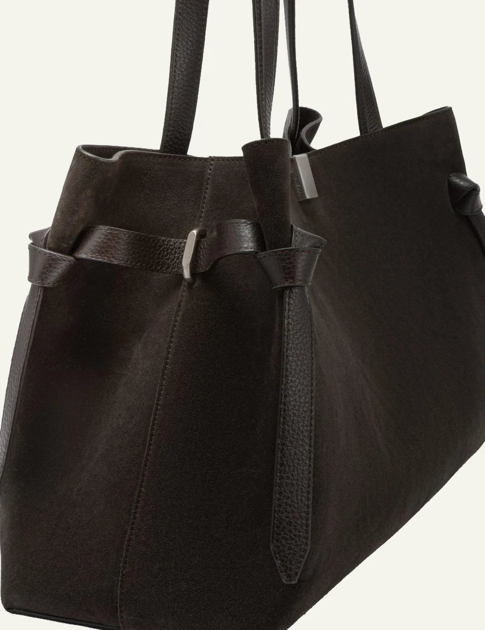 Yuzefi Gyoza Tote ganache suede shoulder bag detail