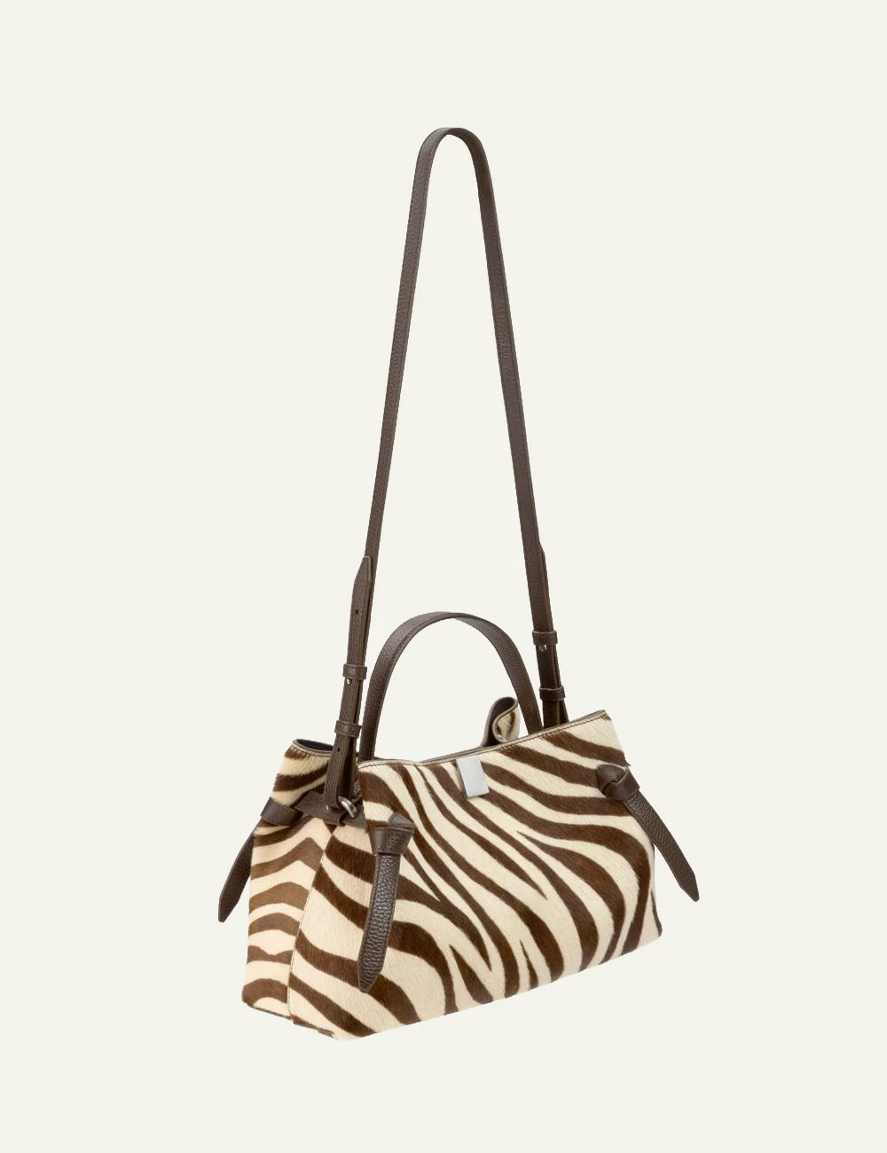 Yuzefi Gyoza zebra print pony hair top handle bag side