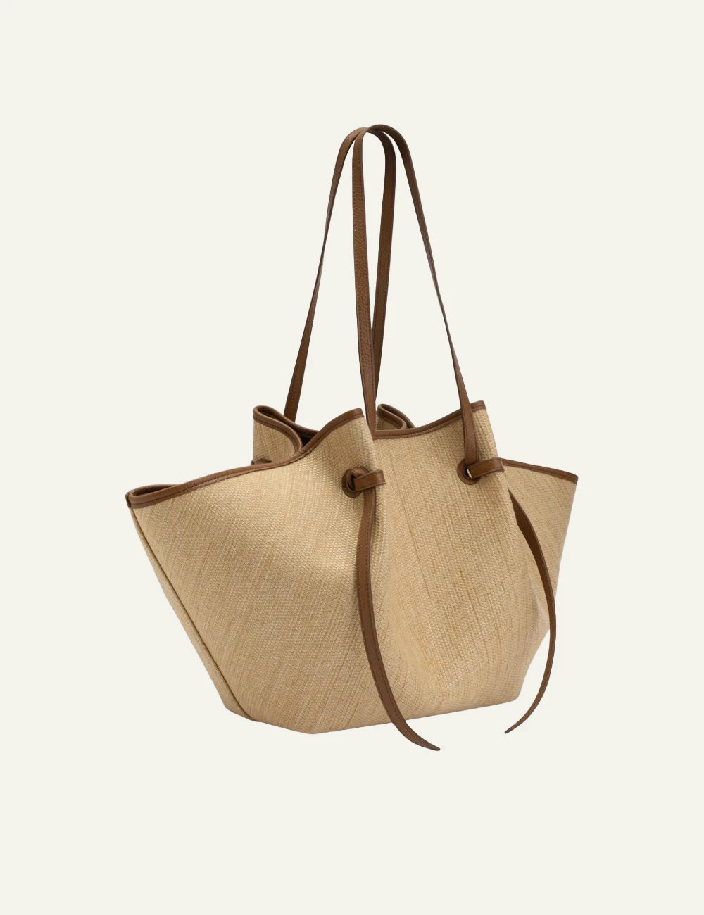  Yuzefi Large Mochi biscuit woven raffia tote bag side view