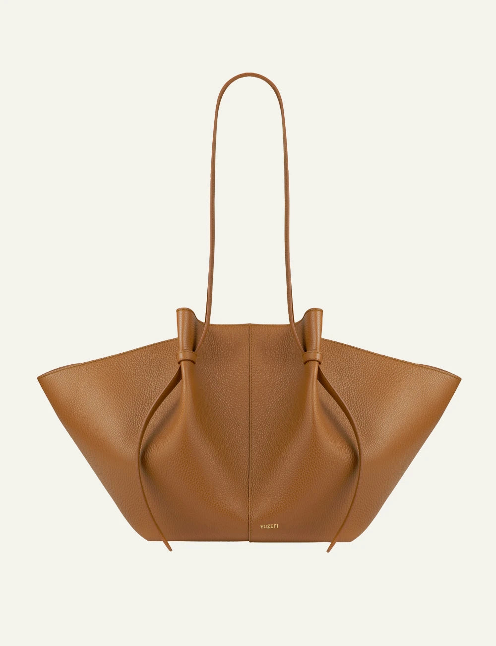 Yuzefi Large Mochi hazel leather tote bag front view