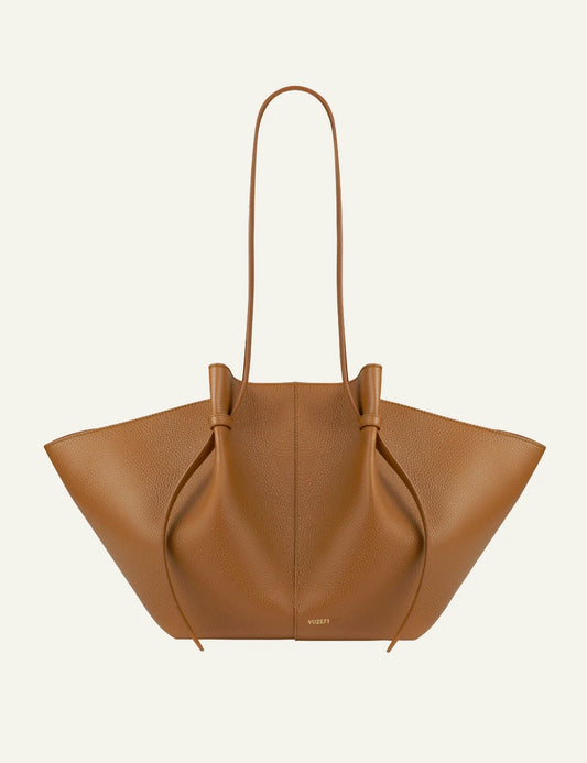 Yuzefi Large Mochi hazel leather tote bag front view