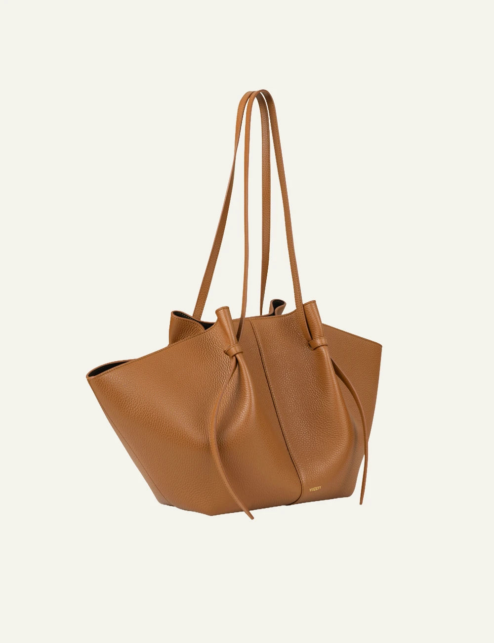 Yuzefi Large Mochi hazel pebble leather shoulder tote bag side