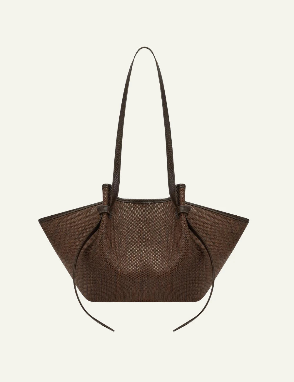 Yuzefi Mochi fudge woven raffia tote bag front view