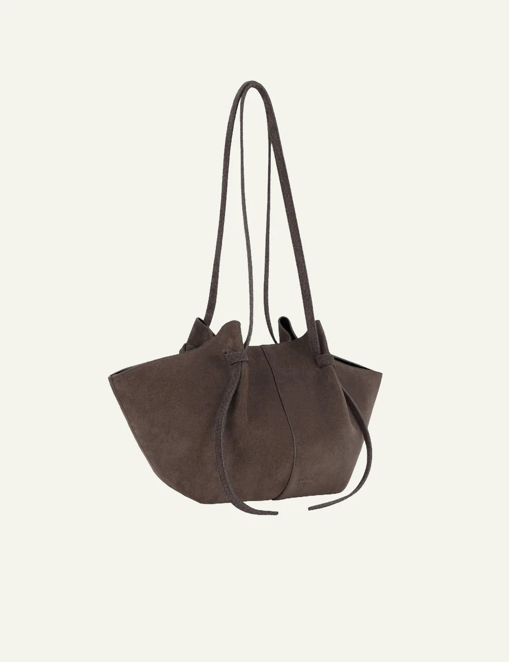 Yuzefi Mochi nutmeg suede shoulder tote bag side