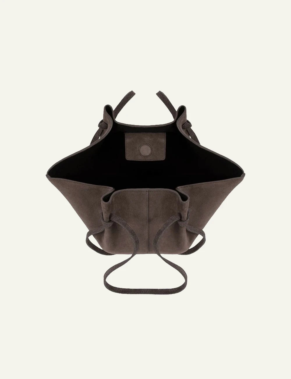 Yuzefi Mochi nutmeg suede shoulder tote bag top