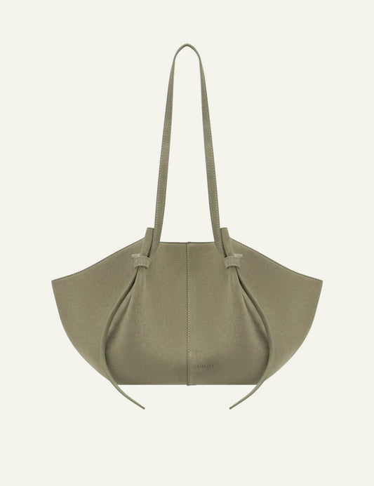 Yuzefi Mochi olive suede tote bag front view