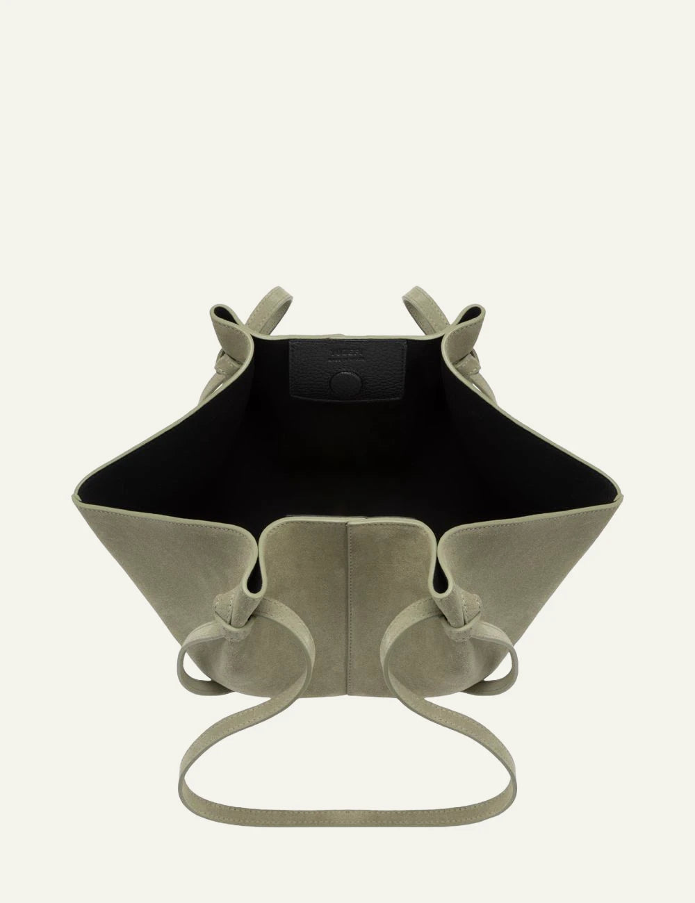 Yuzefi Mochi olive suede tote bag interior view