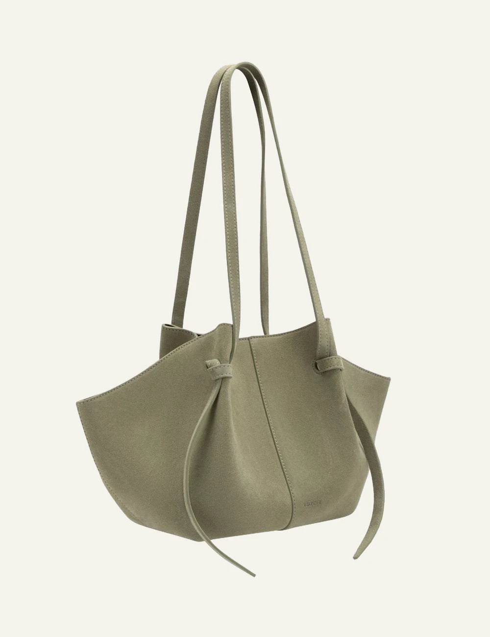 Yuzefi Mochi olive suede tote bag side view