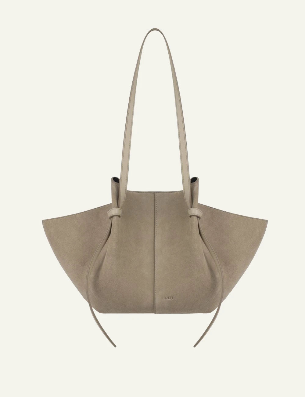 Yuzefi Mochi suede tote bag sand front view