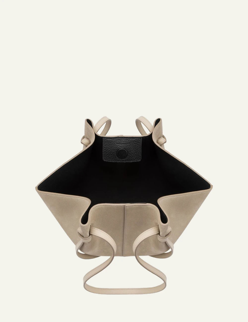 Yuzefi Mochi suede tote bag sand interior view
