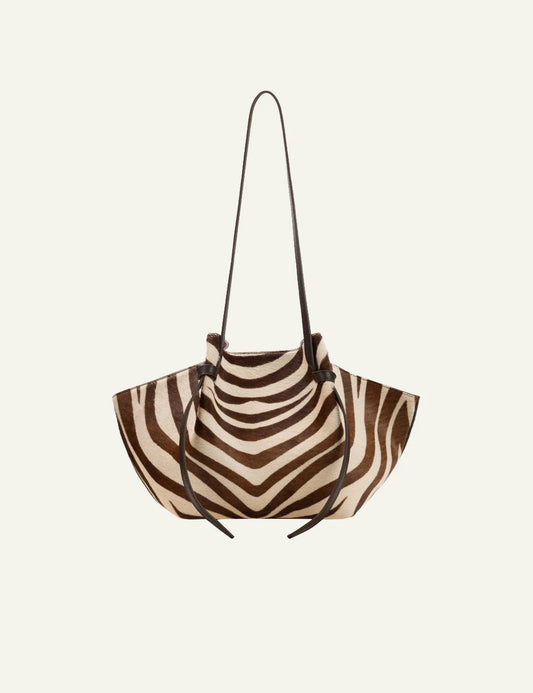 Yuzefi Mochi zebra print pony hair shoulder tote bag