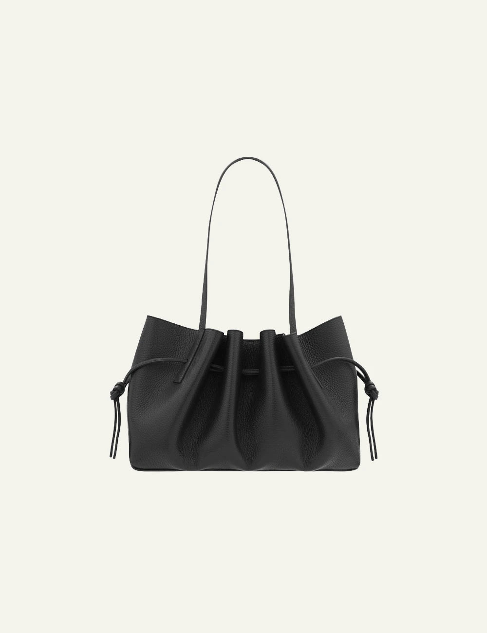 Yuzefi Scallop Shoulder black pebble grain leather shoulder bag