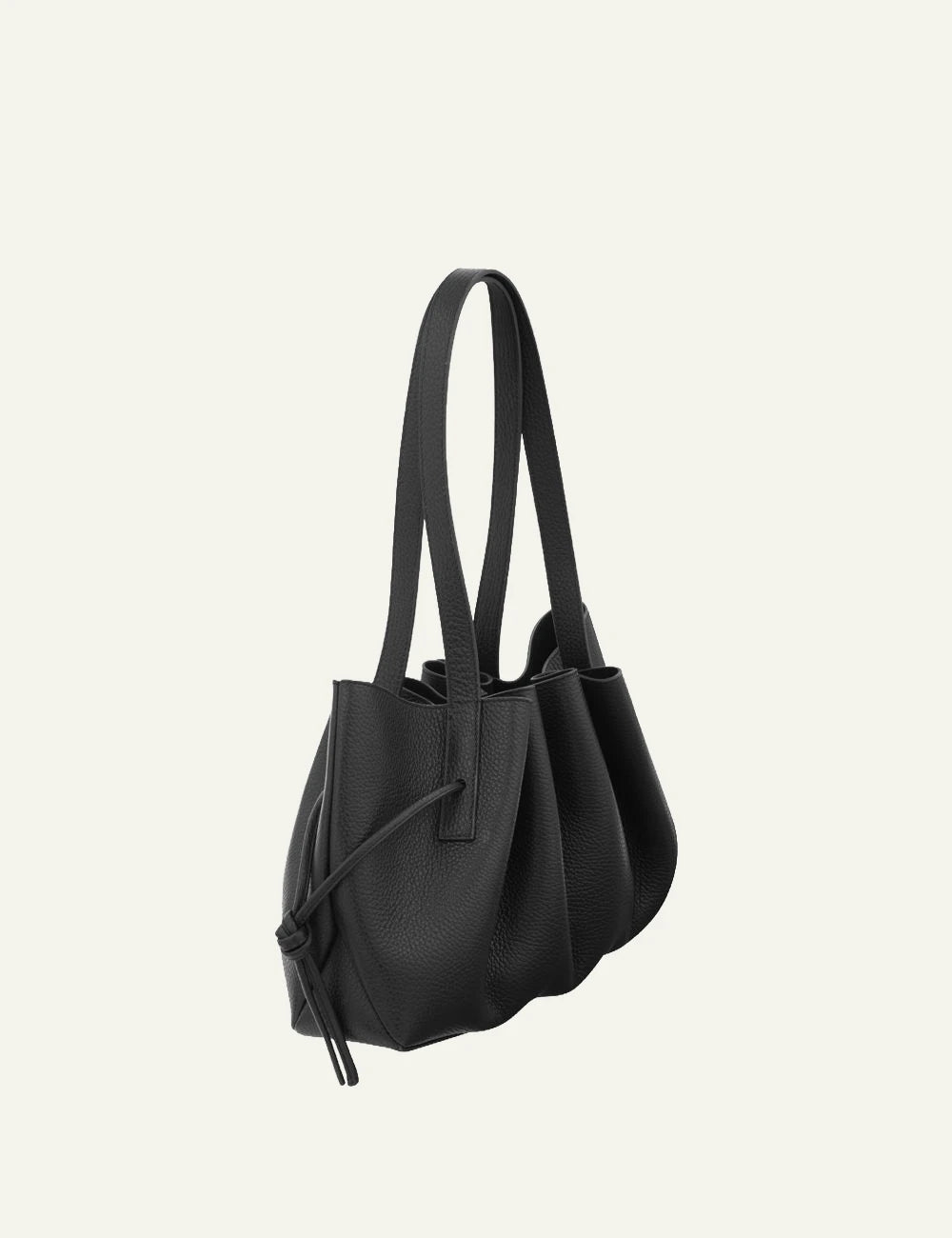 Yuzefi Scallop Shoulder black pebble grain leather shoulder bag side