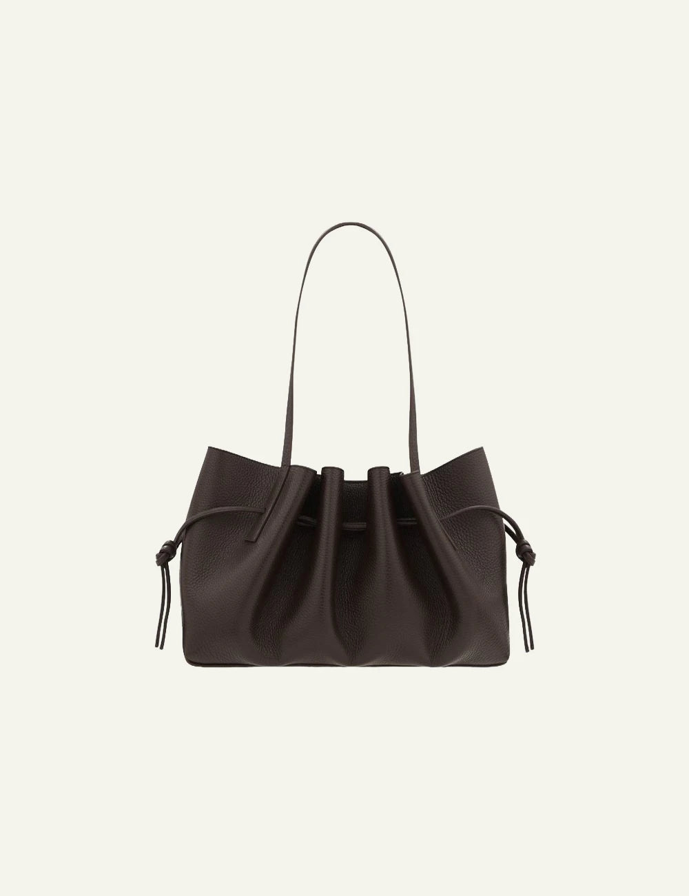 Yuzefi Scallop Shoulder espresso pebble grain leather shoulder bag