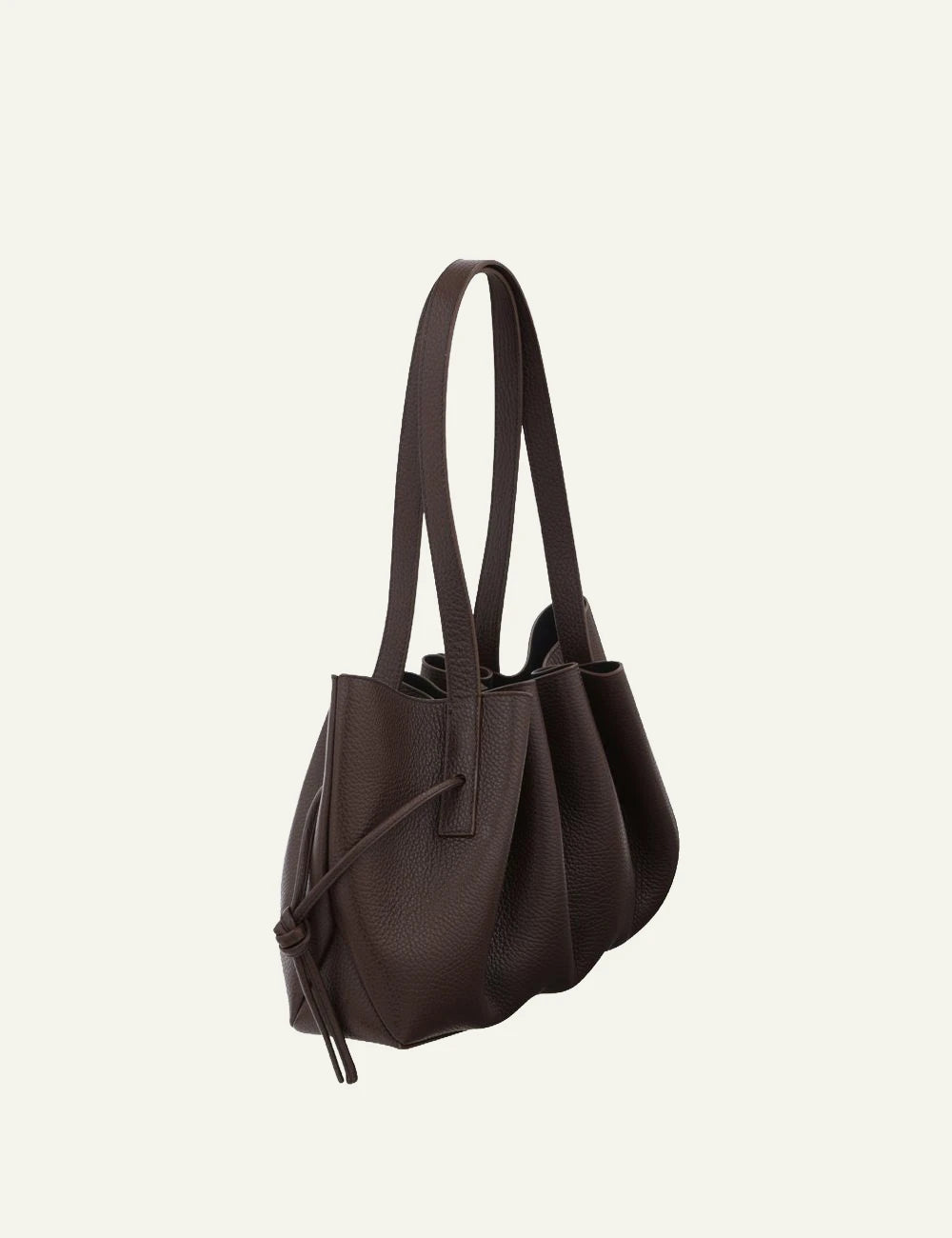 Yuzefi Scallop Shoulder espresso pebble grain leather shoulder bag side