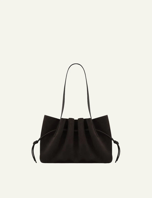 Yuzefi Scallop Shoulder ganache suede shoulder bag