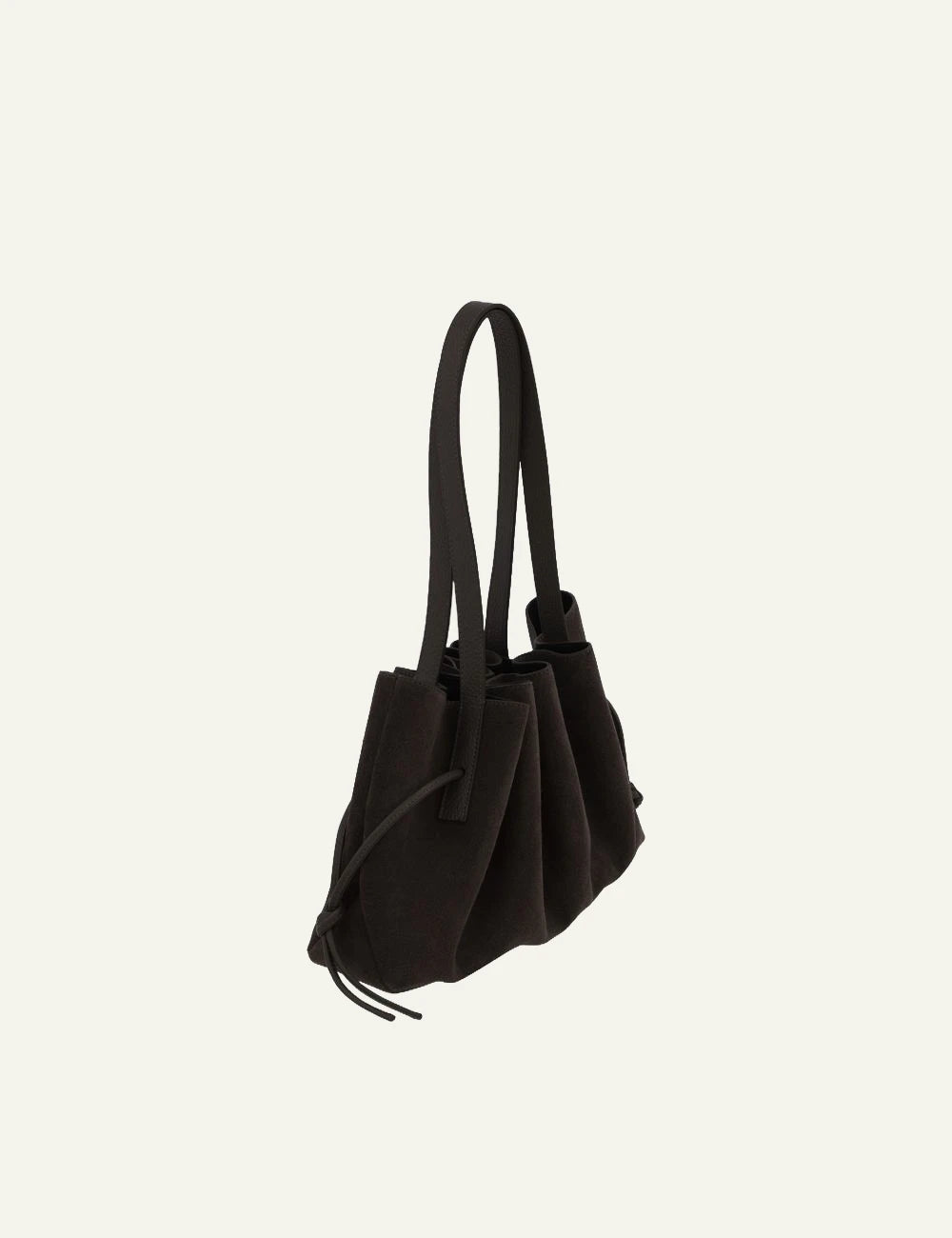 Yuzefi Scallop Shoulder ganache suede shoulder bag side