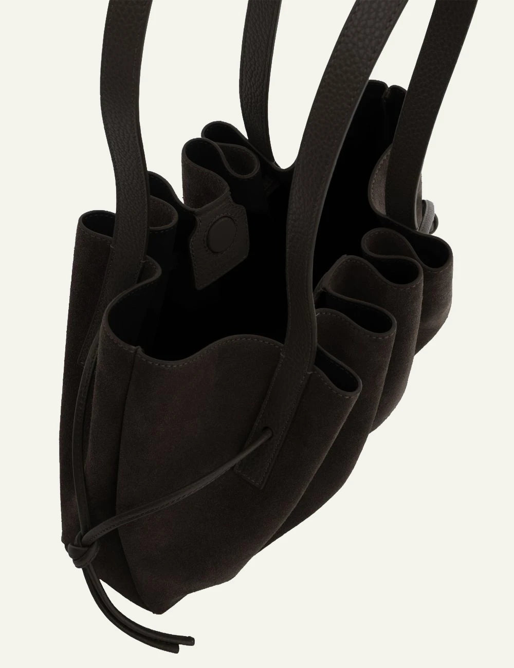 Yuzefi Scallop Shoulder ganache suede shoulder bag top