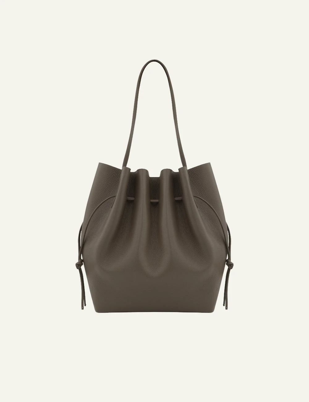 Yuzefi Scallop Tote taupe pebble grain leather tote bag