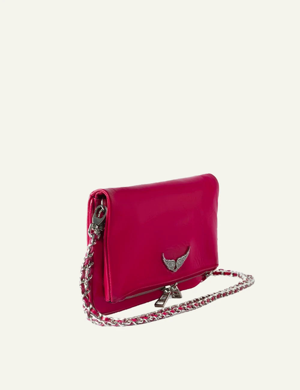 Zadig Voltaire clutch patent leather podium wings side view