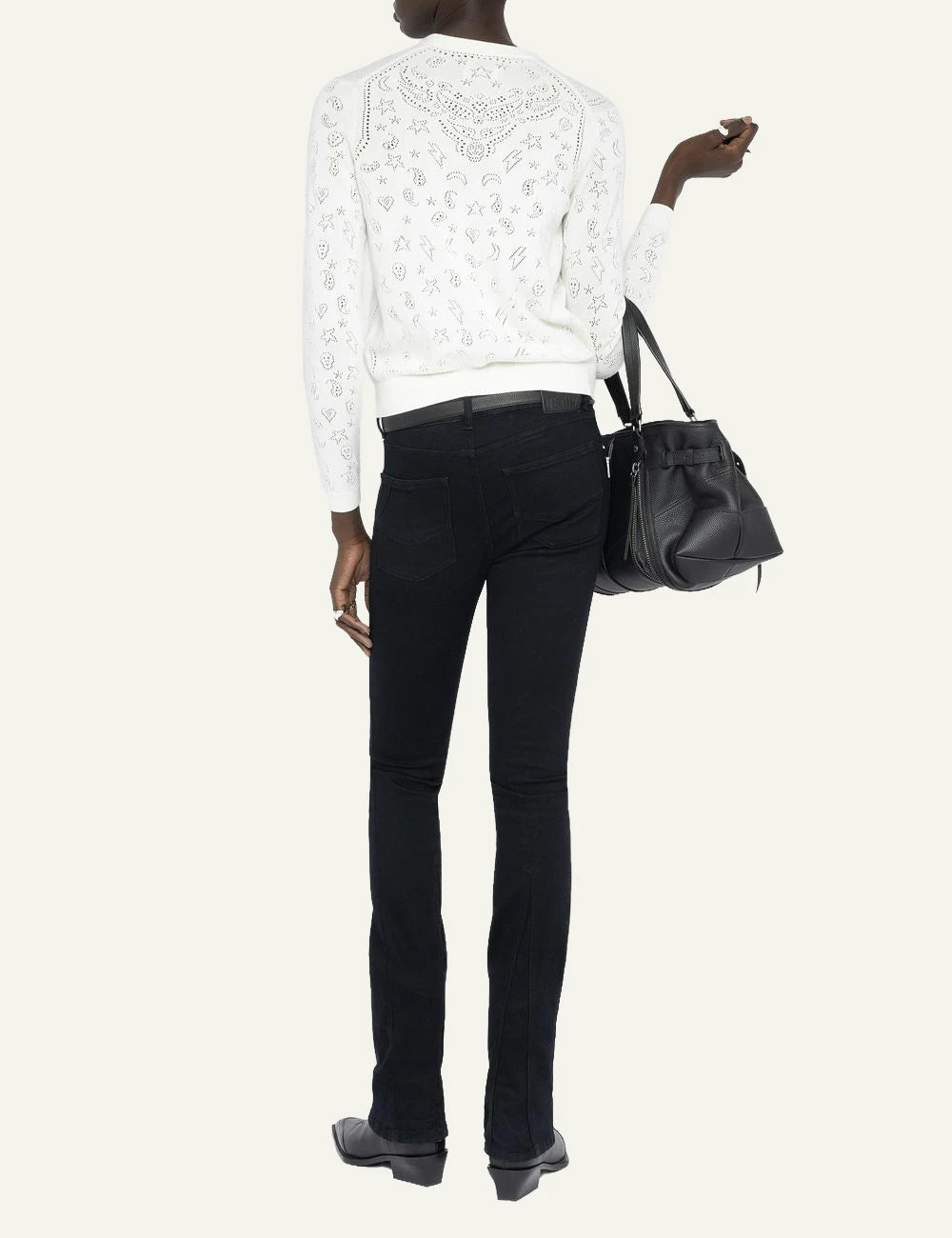 Zadig Voltaire cotton cardigan eggshell pointelle v neck back