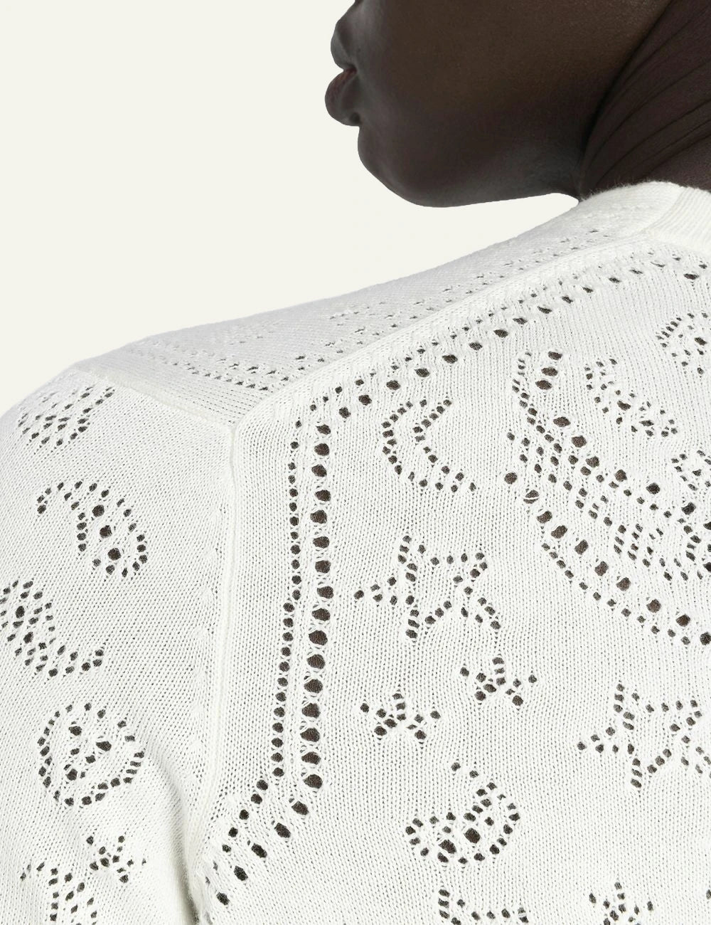 Zadig Voltaire cotton cardigan eggshell pointelle v neck back detail