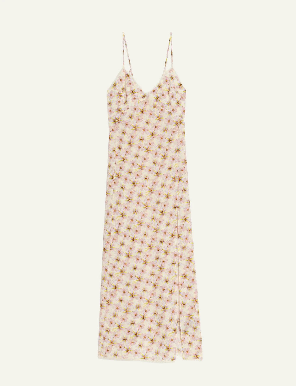 Zadig Voltaire floral maxi dress pear viscose lingerie style front flat