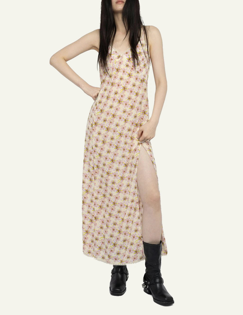 Zadig Voltaire floral maxi dress pear viscose lingerie style full body
