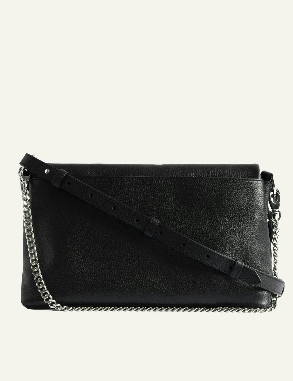 Zadig Voltaire grained leather bag black graffiti print wings back view