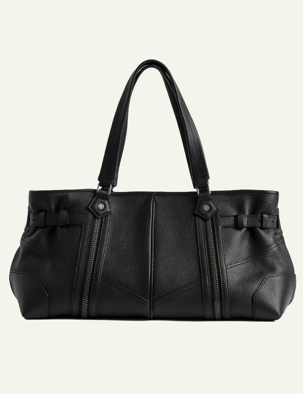 Zadig Voltaire grained leather bag black zip detail back view