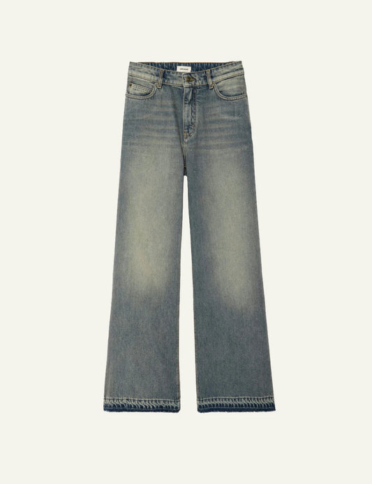 Zadig Voltaire light blue loose fit jeans mid rise front flat