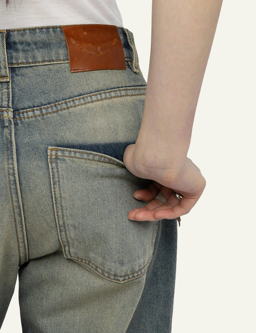 Zadig Voltaire light blue loose fit jeans mid rise back