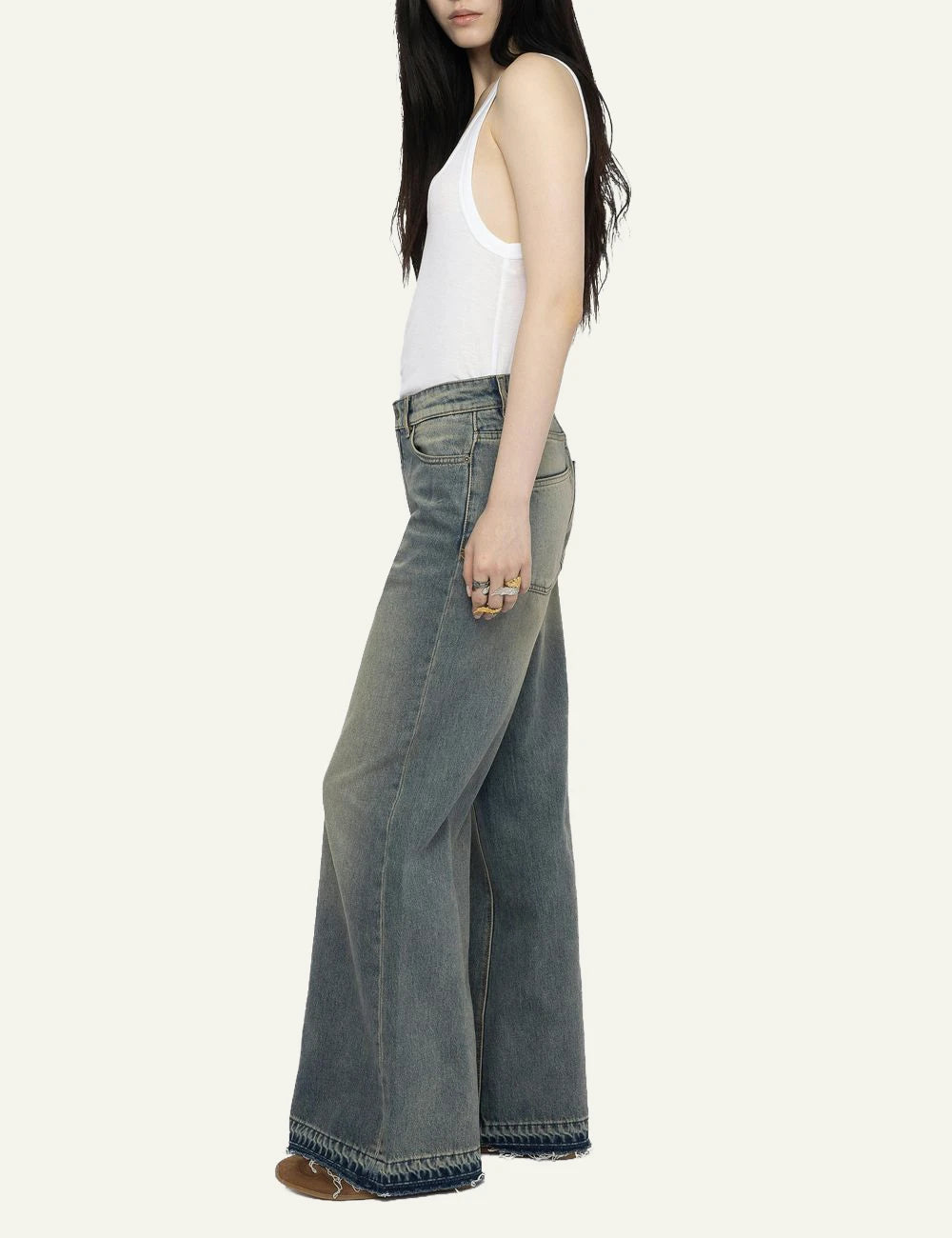 Zadig Voltaire light blue loose fit jeans mid rise side