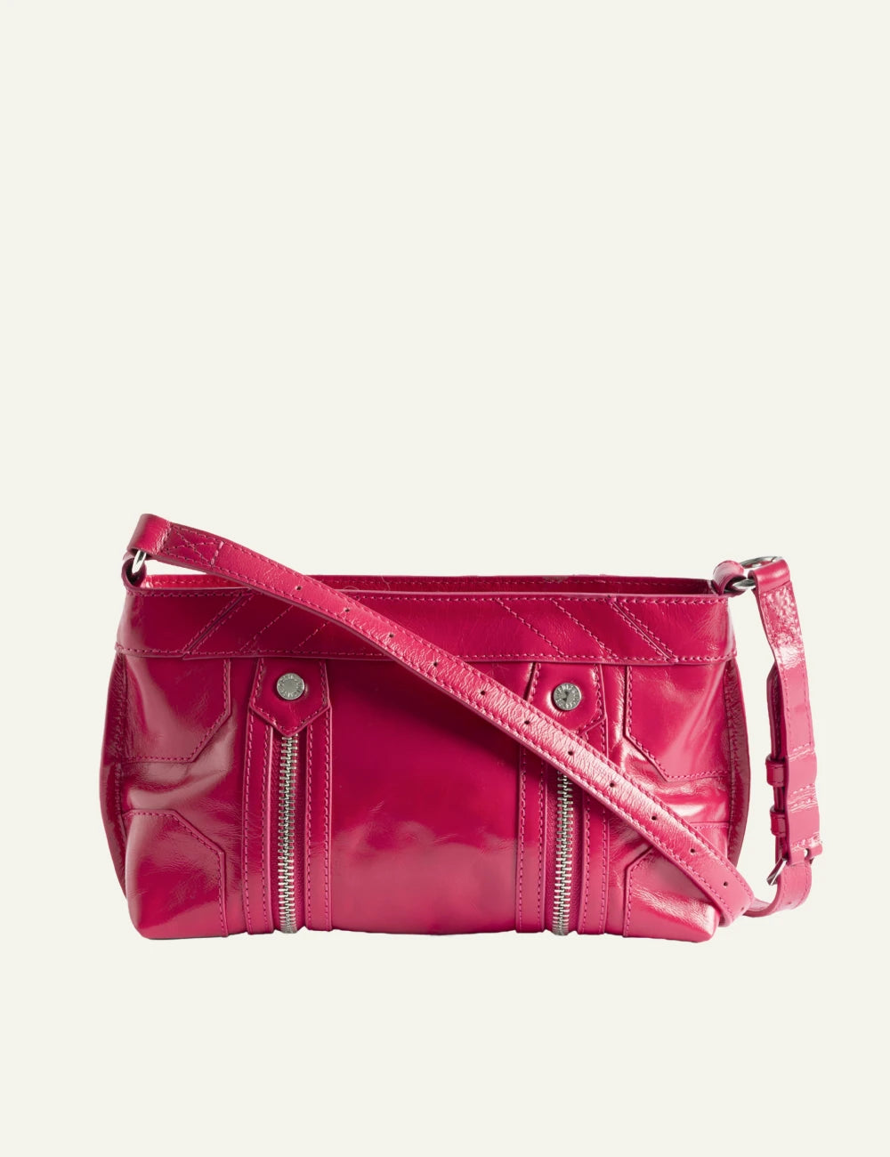 Zadig Voltaire mini patent leather bag pink vintage effect back view