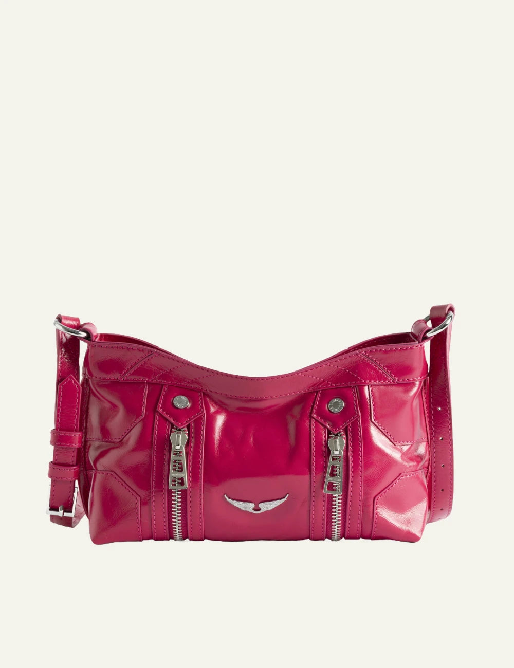Zadig Voltaire mini patent leather bag pink vintage effect top view