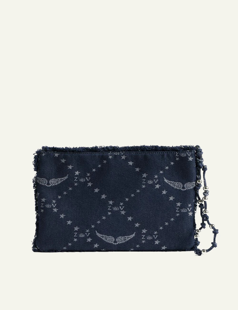 Zadig Voltaire monogram denim clutch blue back view