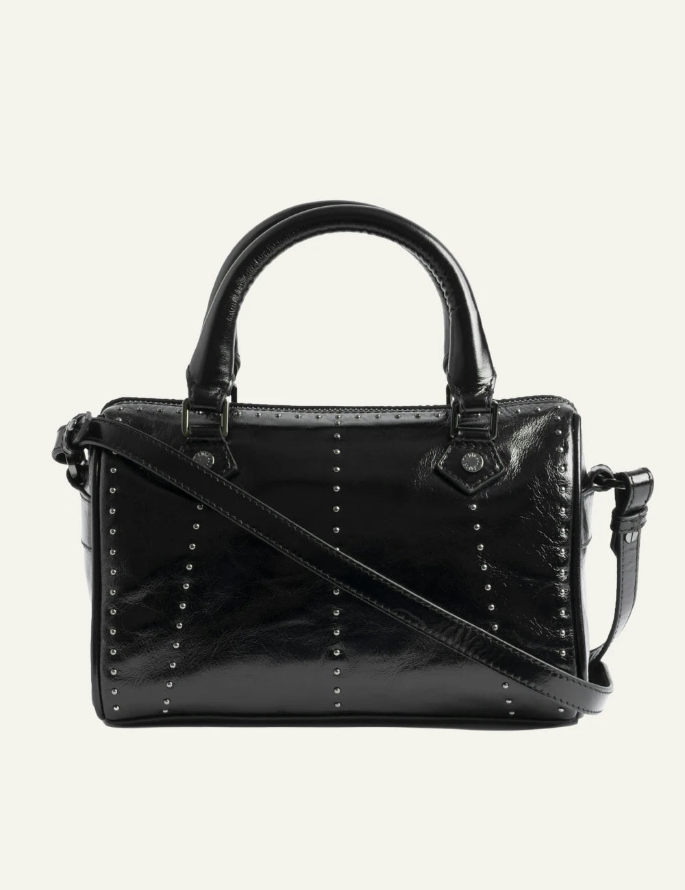 Zadig Voltaire patent leather bag black studs vintage effect back view