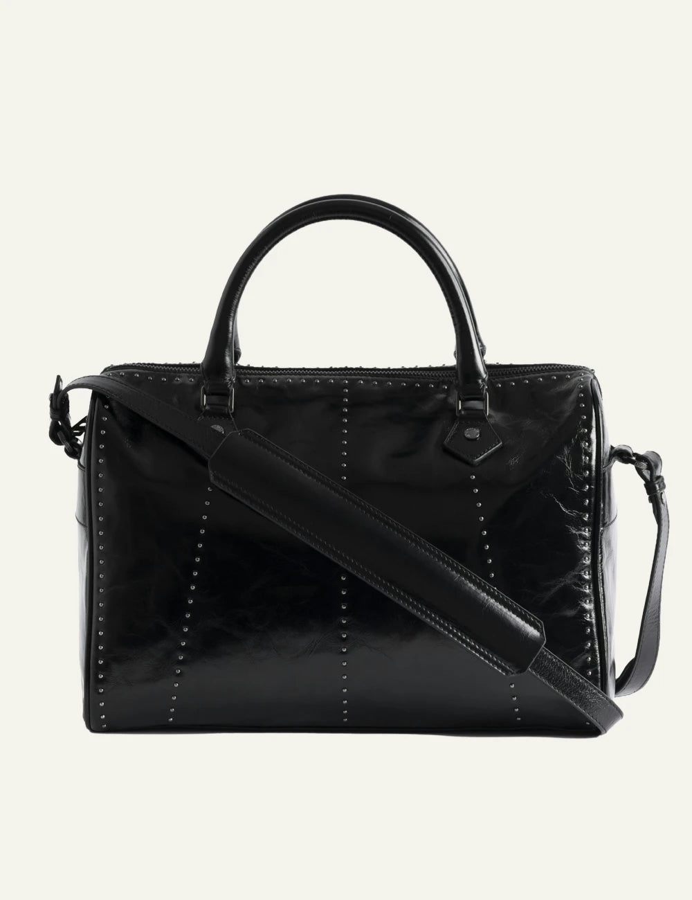 Zadig Voltaire patent leather bag black studs large back view