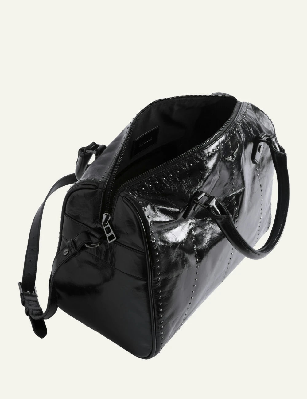 Zadig Voltaire patent leather bag black studs large top view