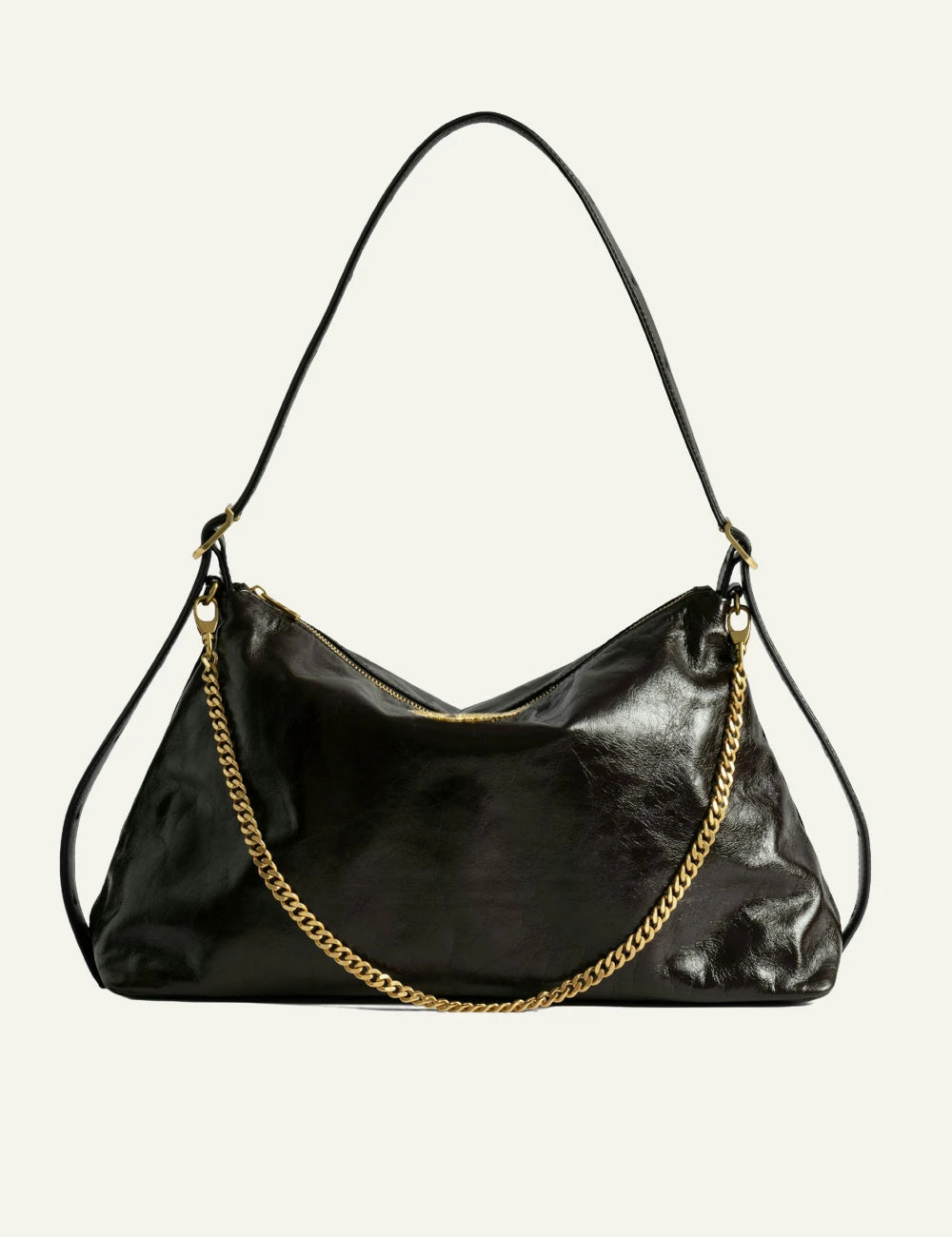 Zadig Voltaire soft leather bag brownie vintage chain detail top view