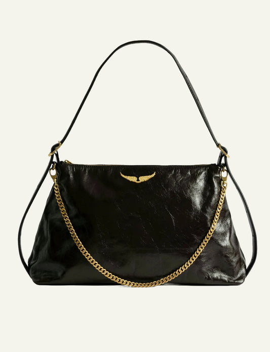 Zadig Voltaire soft leather bag brownie vintage chain detail front view