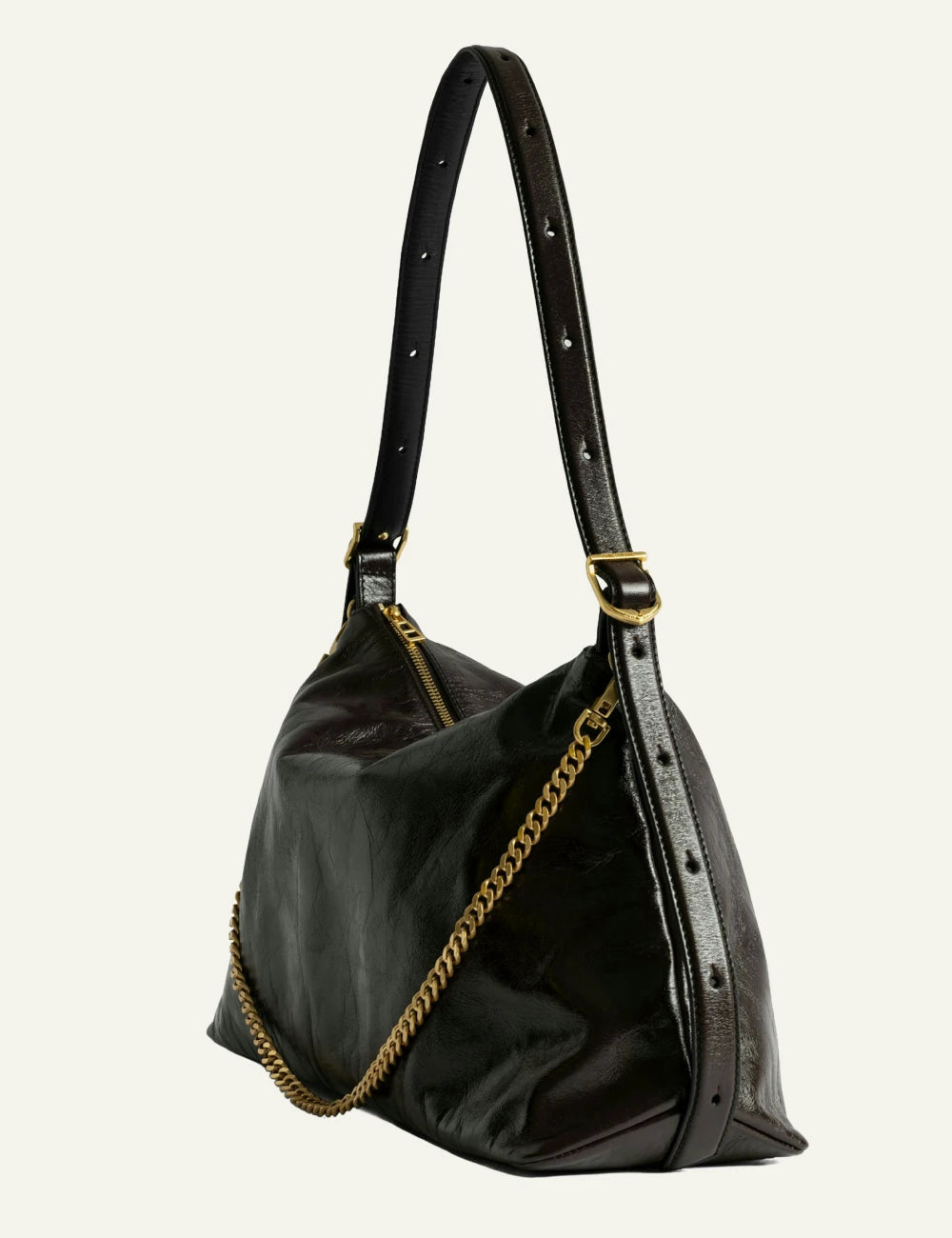 Zadig Voltaire soft leather bag brownie vintage chain detail side view