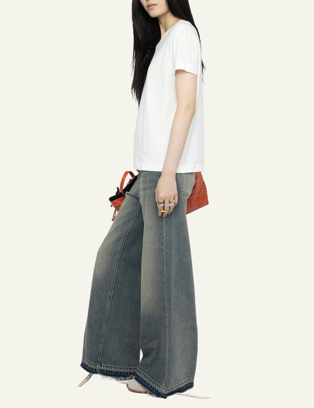 Zadig Voltaire white cotton t-shirt wings brooch side