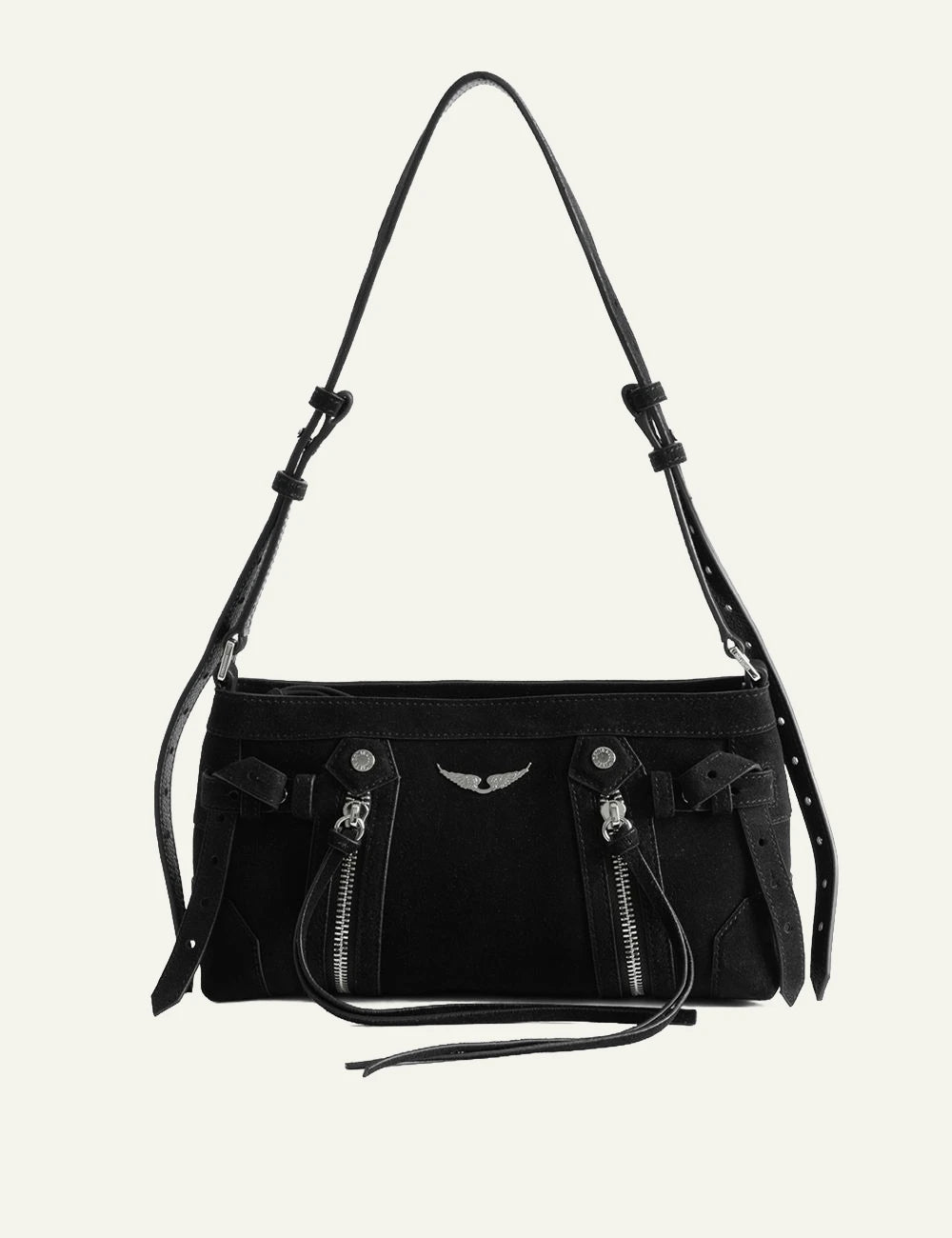 Zadig & Voltaire women's black suede Madison Mini shoulder bag front view
