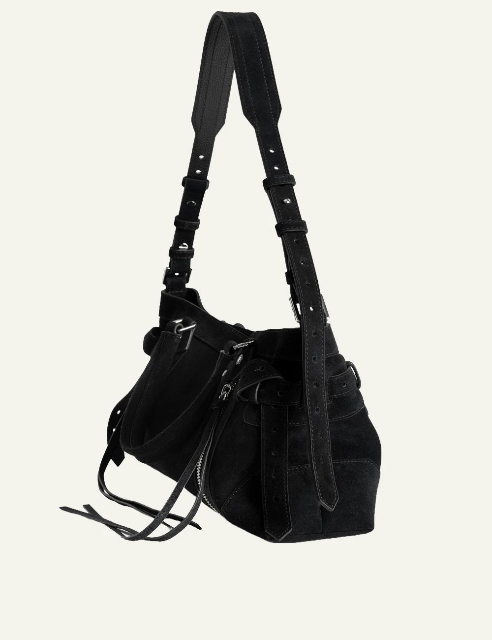 Zadig & Voltaire women's black suede Madison Small bag  side view