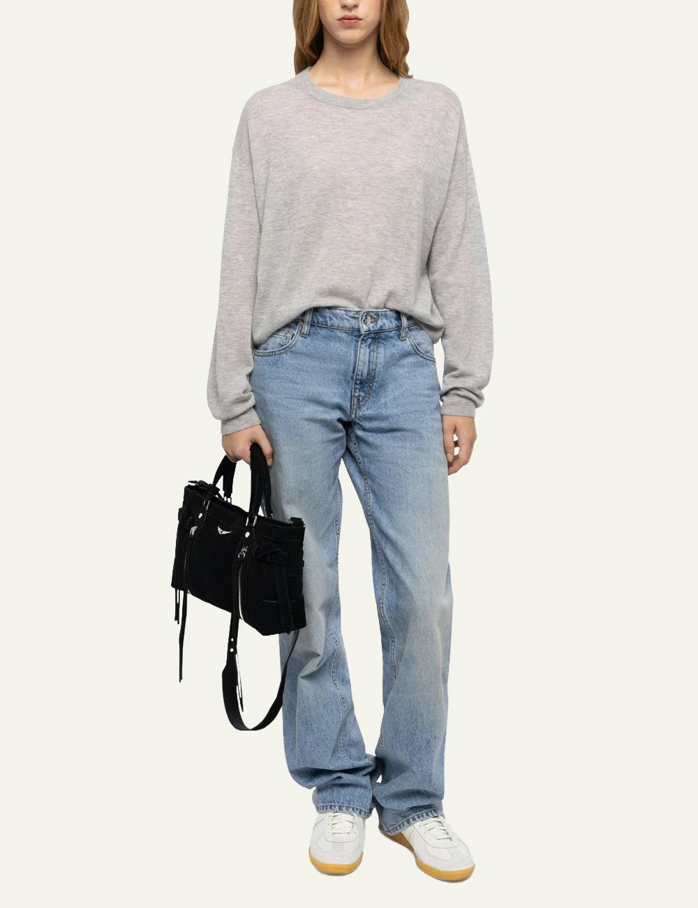 Zadig & Voltaire women's black suede Madison Small bag  on model
