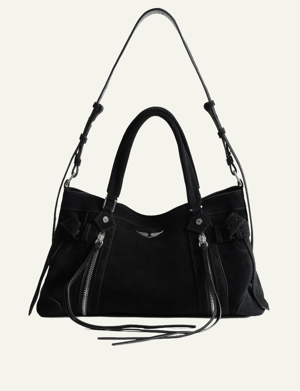 Zadig & Voltaire women's black suede Madison Small bag front view