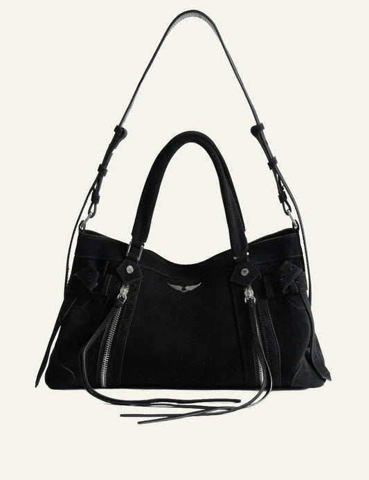 Zadig & Voltaire women's black suede Madison Small bag front view
